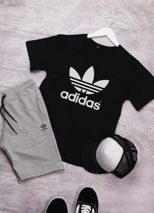 Летний мужской спортивный костюм комплект футболка и шорты adidas