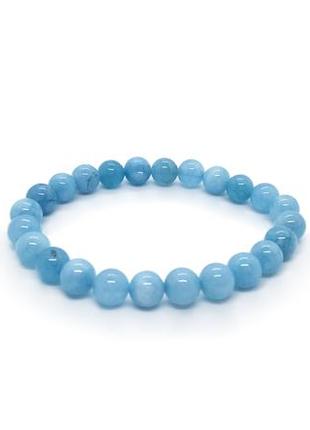 🌊🐳 браслет на гумці натуральний камінь кварц під аквамарин