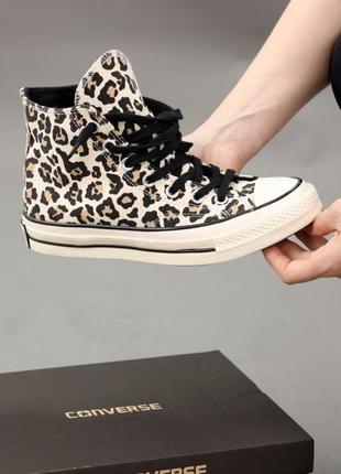 Converse all star hight leopard трендові кеди конверс леопардові классические кеды леопардовые весна лето8 фото