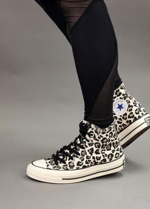 converse all star hight leopard трендові класичні кеди конверс леопардові весна літо классические кеды леопардовые новинка
