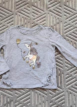 Нарядная кофточка с единорогом, лонгслив, футболка с длинным рукавом