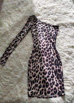 Платье-футляр облегающее леопард