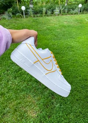 Мужские кожаные кроссовки nike air force 1 low white custom#найк
