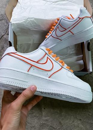 Женские кожаные кроссовки nike air force 1 low white custom reflective #найк8 фото