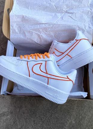 Женские кожаные кроссовки nike air force 1 low white custom reflective #найк7 фото