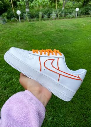 Мужские кожаные кроссовки nike air force 1 low white custom reflective#найк