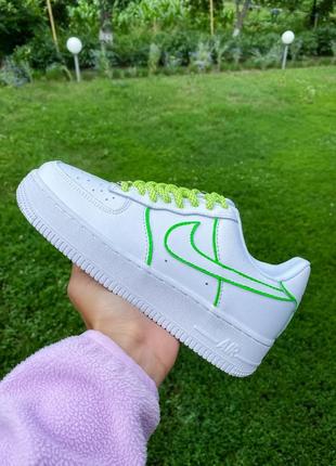 Женские кожаные кроссовки nike air force 1 low white custom#найк2 фото