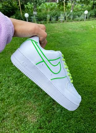 Жіночі шкіряні кросівки nike air force 1 low white custom#найк