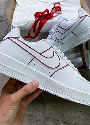 Мужские кожаные кроссовки nike air force 1 low white custom#найк