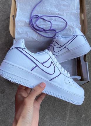 Женские кожаные кроссовки nike air force 1 low white custom reflective#найк2 фото