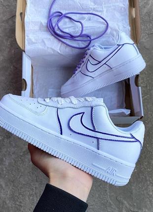 Жіночі шкіряні кросівки nike air force 1 low white custom reflective#найк