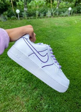 Женские кожаные кроссовки nike air force 1 low white custom reflective#найк8 фото