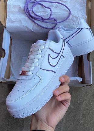 Женские кожаные кроссовки nike air force 1 low white custom reflective#найк6 фото