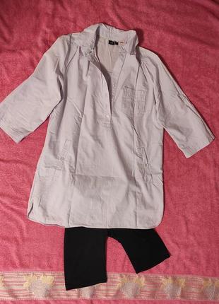 Туника хлопок на застежках, рубашка с карманами на пуговицах, сорочка, туніка з кишенями6 фото