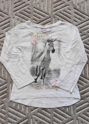 Кофточка с единорогом, хлопковый  лонгслив, футболка с длинным рукавом