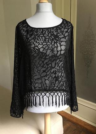 Прозора блуза з бахромою