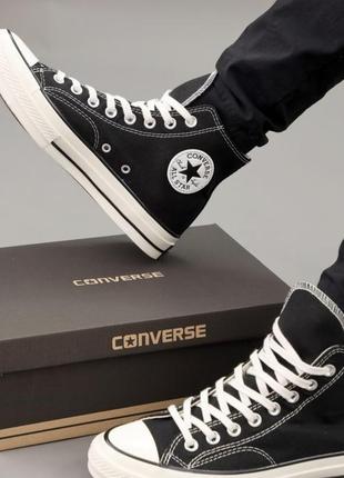 Converse all star chuck taylor black classic класичні чорні високі кеді конверс весна літо чорні жіночі високі класичні кеди