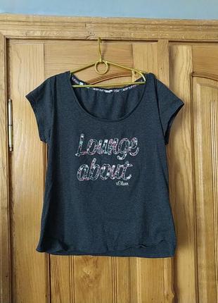 Футболка сіро- чорна з надписом батал