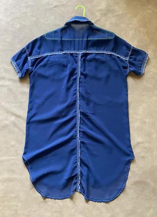 Шифоновая блузка рубашка комбинированная с джинсовой тканью8 фото