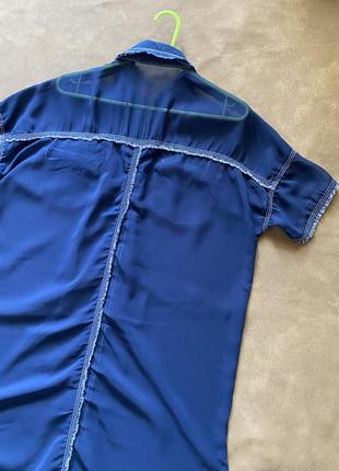 Шифоновая блузка рубашка комбинированная с джинсовой тканью9 фото