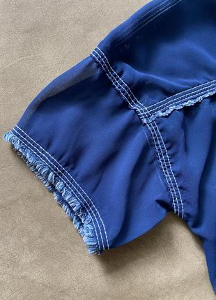 Шифоновая блузка рубашка комбинированная с джинсовой тканью10 фото