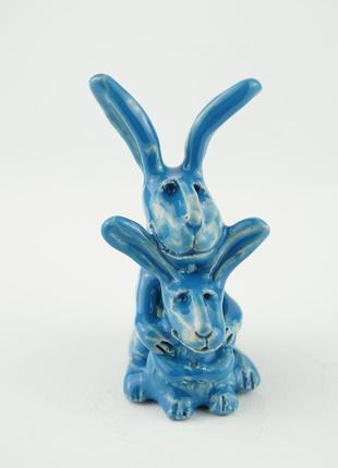 Статуетка кроликів 2023 фигурки кроликів голубого забарвлення gift rabbit2 фото