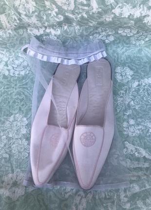 Домашні туфлі сатін рожевого коліру6 фото