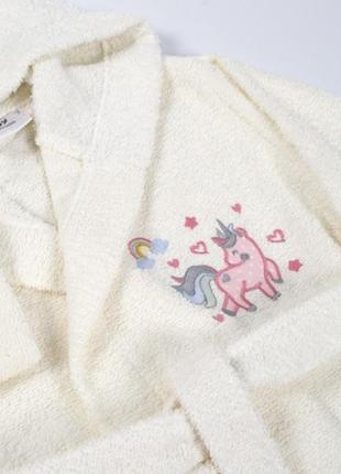 Детский халат 2-8 лет 100% хлопок karaca home - digna offwhite
дитячий махровий халат бавовна для дівчинки