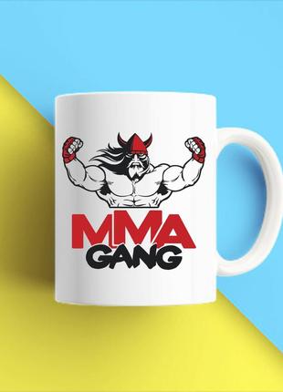 Белая кружка (чашка) с принтом  "mma gang викинг" push it1 фото