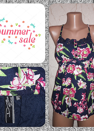 Майка в цветочний принт з мереживом