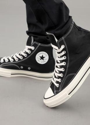 Converse all star chuck taylor black classic класичні чорні високі кеди конверс весна літо черные женские высокие классические кеды3 фото