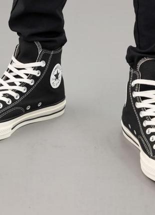 Converse all star chuck taylor black classic класичні чорні високі кеди конверс весна літо черные женские высокие классические кеды6 фото