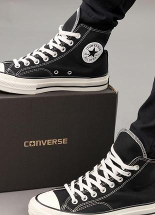 Converse all star chuck taylor black classic класичні чорні високі кеди конверс весна літо черные женские высокие классические кеды5 фото