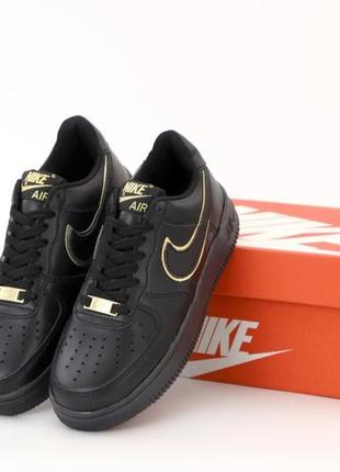 Женские кроссовки nike air force 1 low black gold 36-37-38-39-40