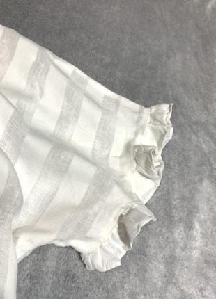 Zara льняная блуза свободного кроя с рюшами4 фото
