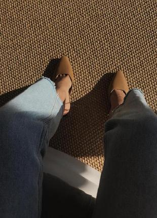 Шкіряні туфлі mango з геометричним підбором кожаные туфли с геометрическим каблуком2 фото