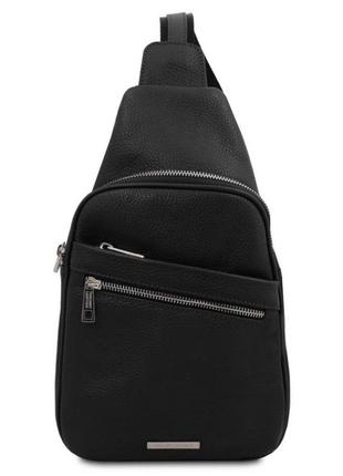 Рюкзак на одно плечо из мягкой кожи tuscany leather tl142022, рюкзак слинг
