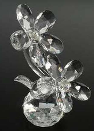 Хрустальные цветы две ромашки на шаре прозрачный / хрустальные цветы две ромашки на шаре прозрачный 16x8x7 см