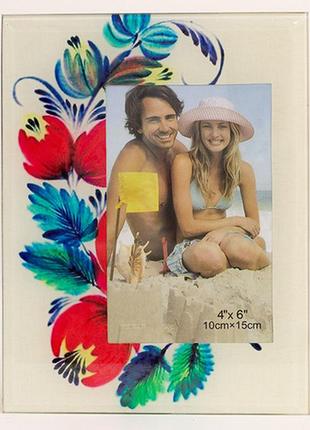 Фоторамка стекло петриковская роспись / фоторамка стекло петриковская роспись 17x22 см