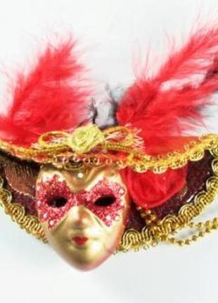 Підвіска маска венеціанська червона / підвіска маска венеціанська червона 10x5x3 см