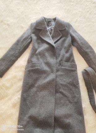 Пальто зимове жіноче сірого кольору з натуральної вовни7 фото