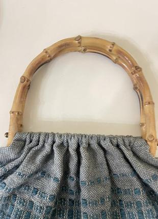 Сумка шопер авоська ручки бамбук , шерсть bamboo handle wool5 фото