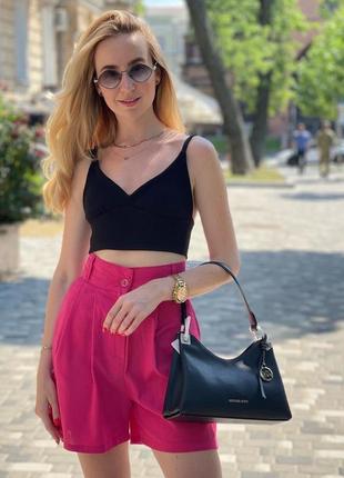 Летний костюм : топ+шорты с высокой талией малина🤩