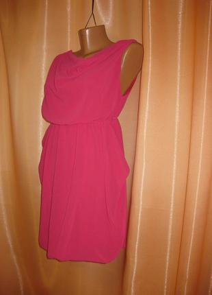 Силуэтное приталенное розовое легкое шифоновое платье песочные часы км11024 фото