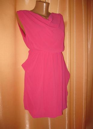 Силуэтное приталенное розовое легкое шифоновое платье песочные часы км1102