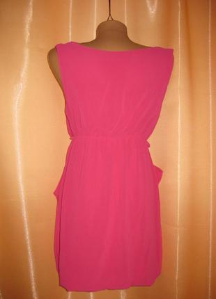 Силуэтное приталенное розовое легкое шифоновое платье песочные часы км11025 фото