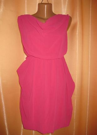 Силуэтное приталенное розовое легкое шифоновое платье песочные часы км11026 фото