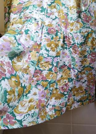 Красивое винтажное длинное платье в цветочный принт из натуральной ткани5 фото