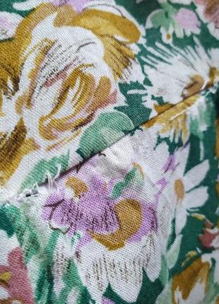 Красивое винтажное длинное платье в цветочный принт из натуральной ткани6 фото