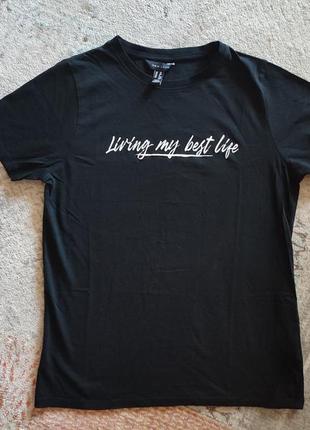 Черная коттоновая футболка new look